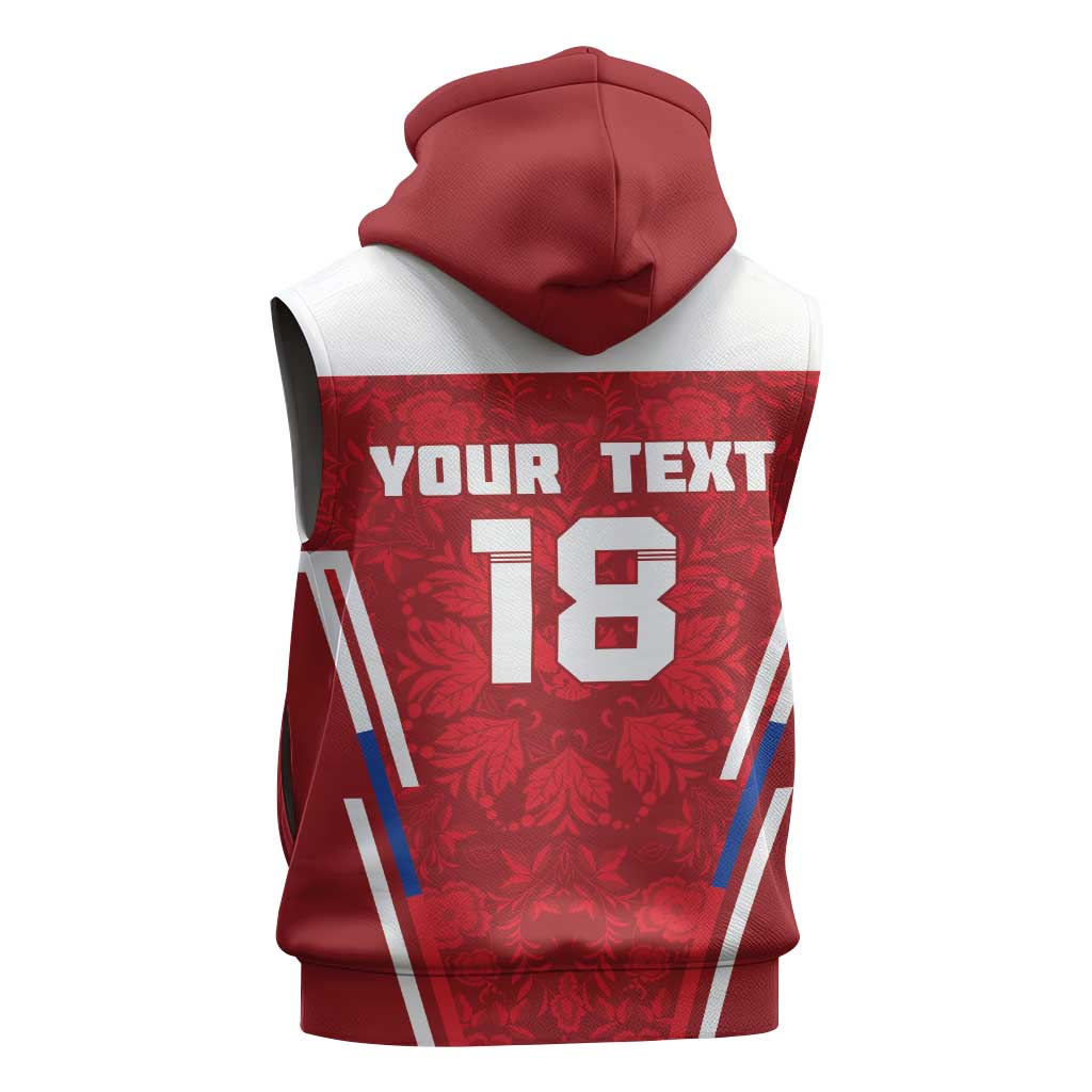 Custom Russia Football Sleeveless Hoodie Red Eagle Spirit - Wonder Print Shop