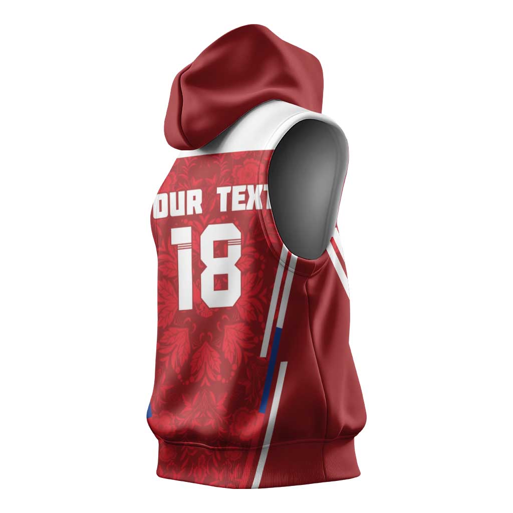 Custom Russia Football Sleeveless Hoodie Red Eagle Spirit - Wonder Print Shop