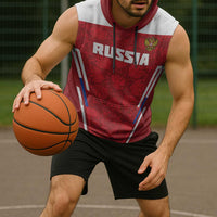 Custom Russia Football Sleeveless Hoodie Red Eagle Spirit - Wonder Print Shop