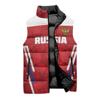 Custom Russia Football Sleeveless Puffer Jacket Red Eagle Spirit - Wonder Print Shop