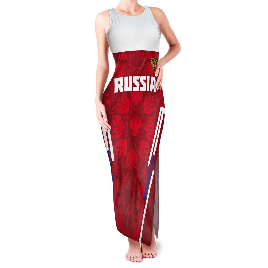 Custom Russia Football Tank Maxi Dress Red Eagle Spirit - Wonder Print Shop