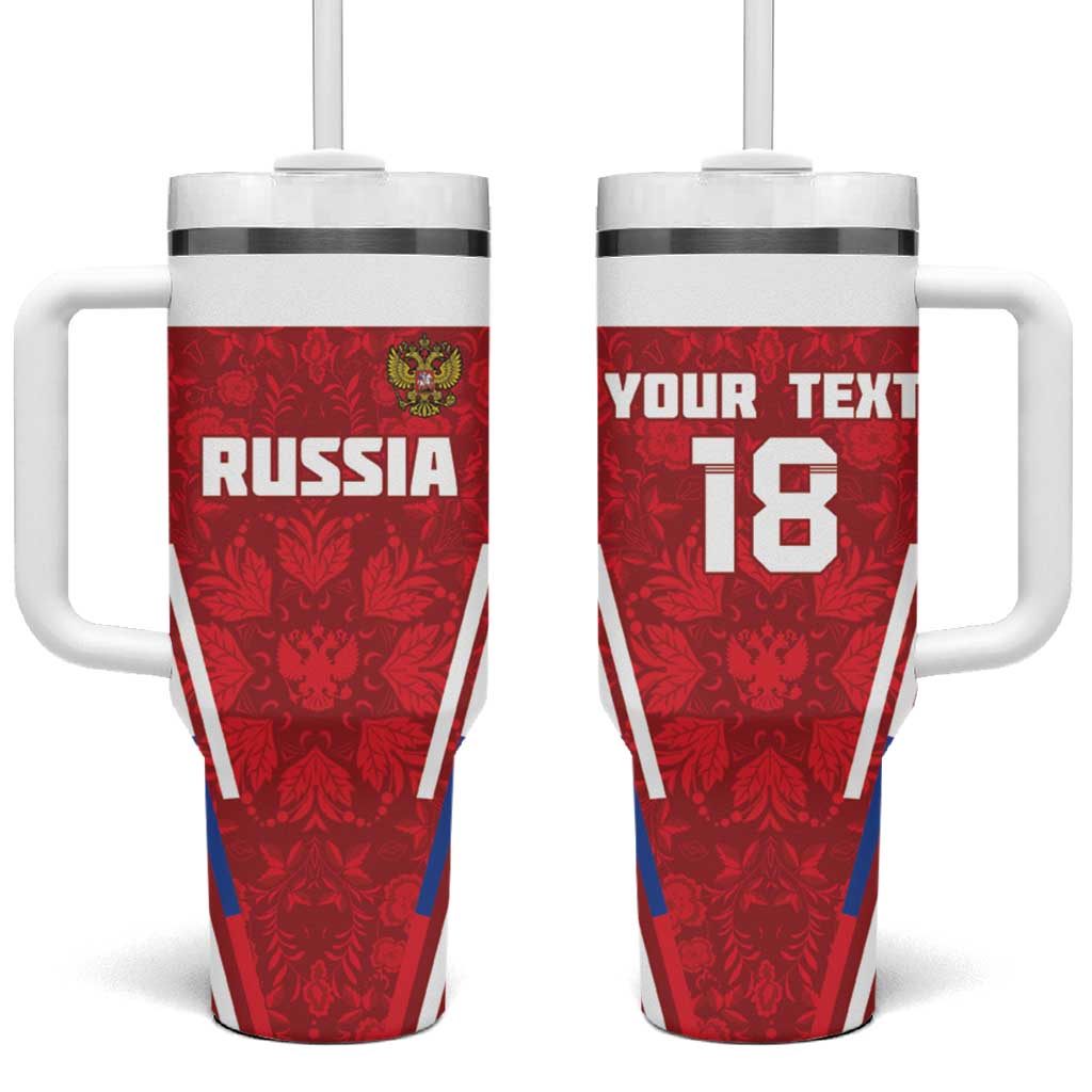 Custom Russia Football Tumbler With Handle Red Eagle Spirit - Wonder Print Shop