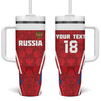 Custom Russia Football Tumbler With Handle Red Eagle Spirit - Wonder Print Shop