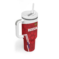 Custom Russia Football Tumbler With Handle Red Eagle Spirit - Wonder Print Shop