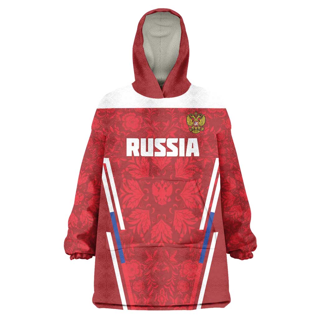 Custom Russia Football Wearable Blanket Hoodie Red Eagle Spirit - Wonder Print Shop