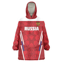 Custom Russia Football Wearable Blanket Hoodie Red Eagle Spirit - Wonder Print Shop