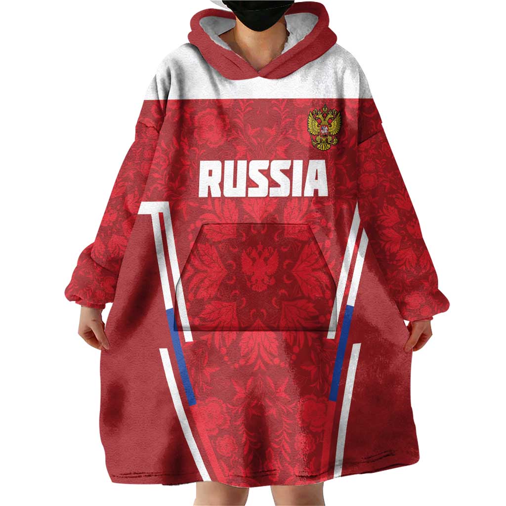 Custom Russia Football Wearable Blanket Hoodie Red Eagle Spirit - Wonder Print Shop