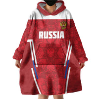 Custom Russia Football Wearable Blanket Hoodie Red Eagle Spirit - Wonder Print Shop