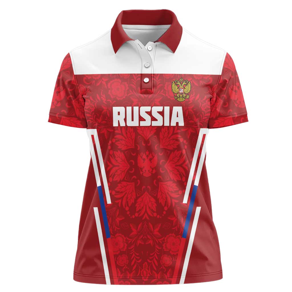 Custom Russia Football Women Polo Shirt Red Eagle Spirit - Wonder Print Shop