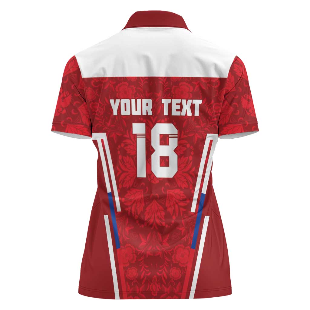 Custom Russia Football Women Polo Shirt Red Eagle Spirit - Wonder Print Shop