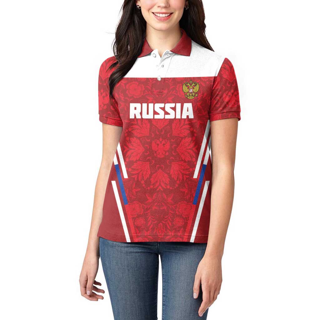 Custom Russia Football Women Polo Shirt Red Eagle Spirit - Wonder Print Shop