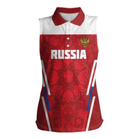 Custom Russia Football Women Sleeveless Polo Shirt Red Eagle Spirit - Wonder Print Shop