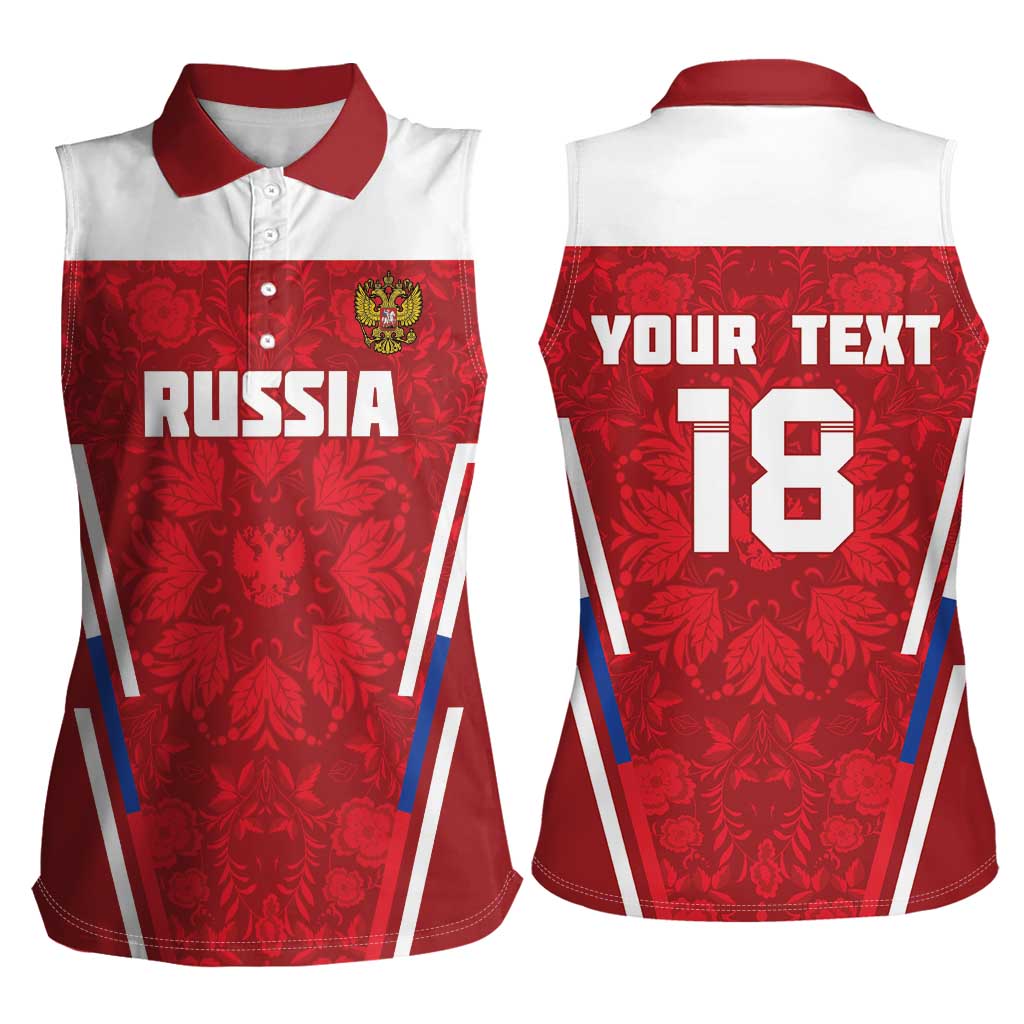 Custom Russia Football Women Sleeveless Polo Shirt Red Eagle Spirit - Wonder Print Shop