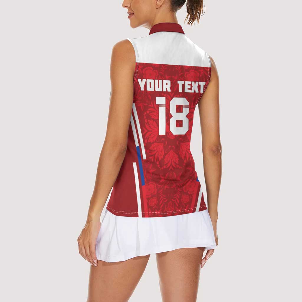 Custom Russia Football Women Sleeveless Polo Shirt Red Eagle Spirit - Wonder Print Shop
