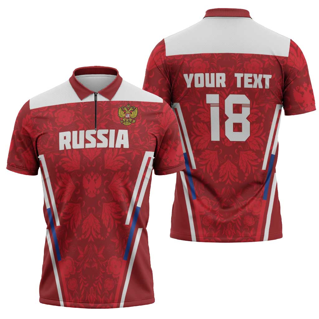 Custom Russia Football Zipper Polo Shirt Red Eagle Spirit - Wonder Print Shop