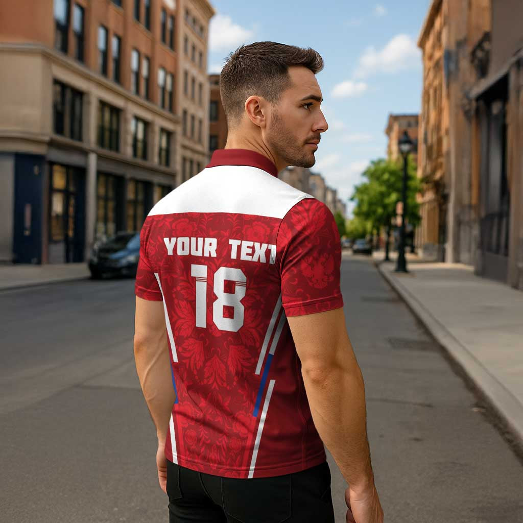 Custom Russia Football Zipper Polo Shirt Red Eagle Spirit - Wonder Print Shop