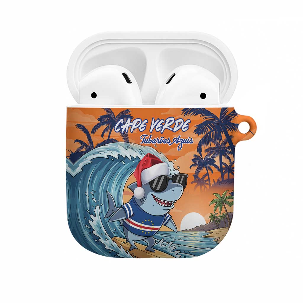 Cape Verde Christmas AirPods Case Shark Surfing Holiday Beach Style - Wonder Print Shop