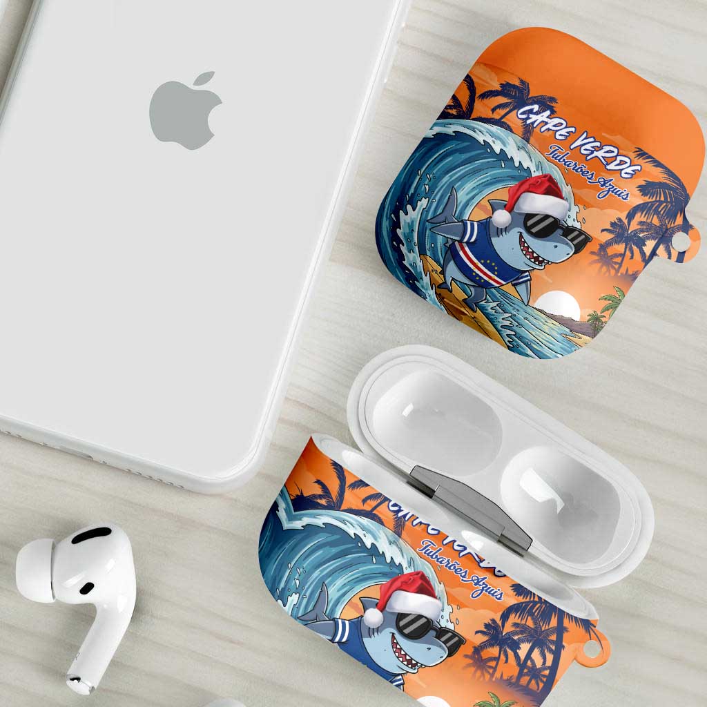 Cape Verde Christmas AirPods Case Shark Surfing Holiday Beach Style - Wonder Print Shop