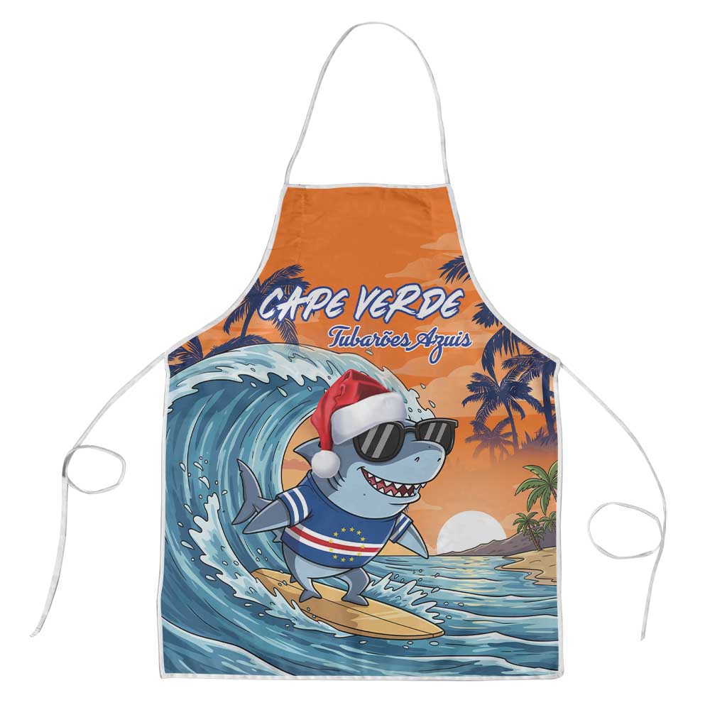 Cape Verde Christmas Apron Shark Surfing Holiday Beach Style - Wonder Print Shop