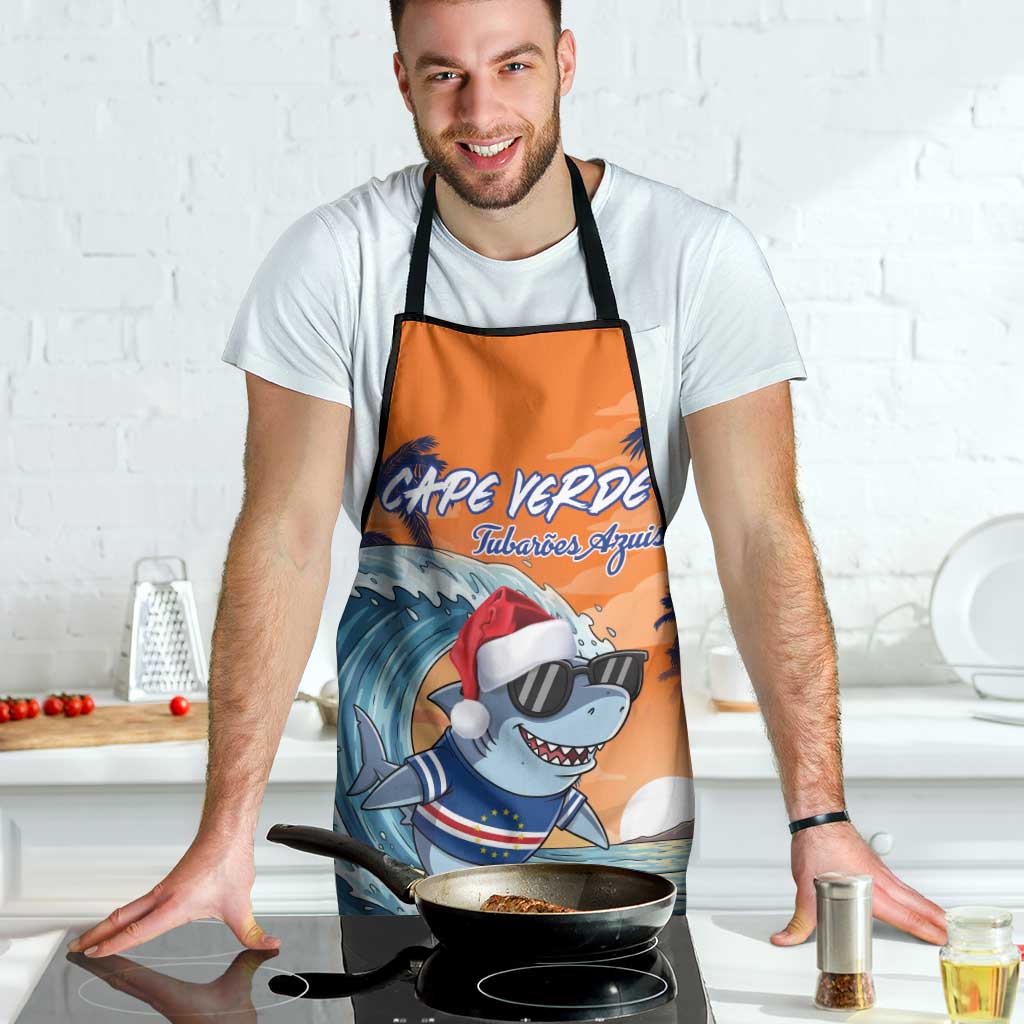 Cape Verde Christmas Apron Shark Surfing Holiday Beach Style - Wonder Print Shop