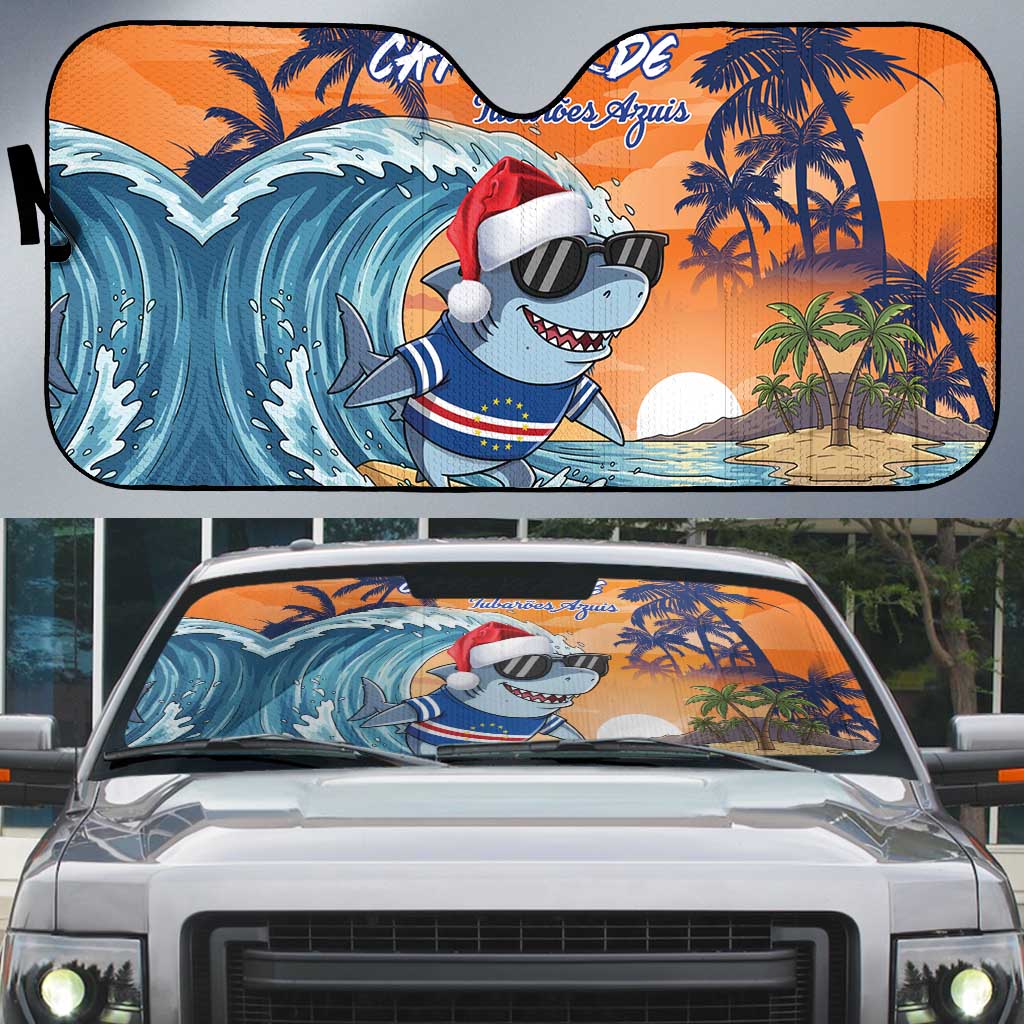 Cape Verde Christmas Auto Sun Shade Shark Surfing Holiday Beach Style - Wonder Print Shop