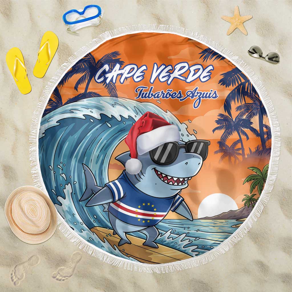 Cape Verde Christmas Beach Blanket Shark Surfing Holiday Beach Style - Wonder Print Shop