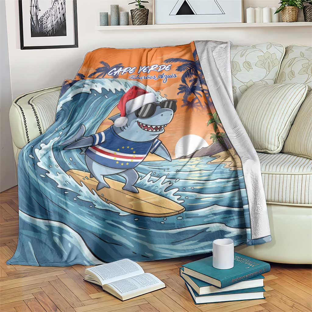 Cape Verde Christmas Blanket Shark Surfing Holiday Beach Style - Wonder Print Shop