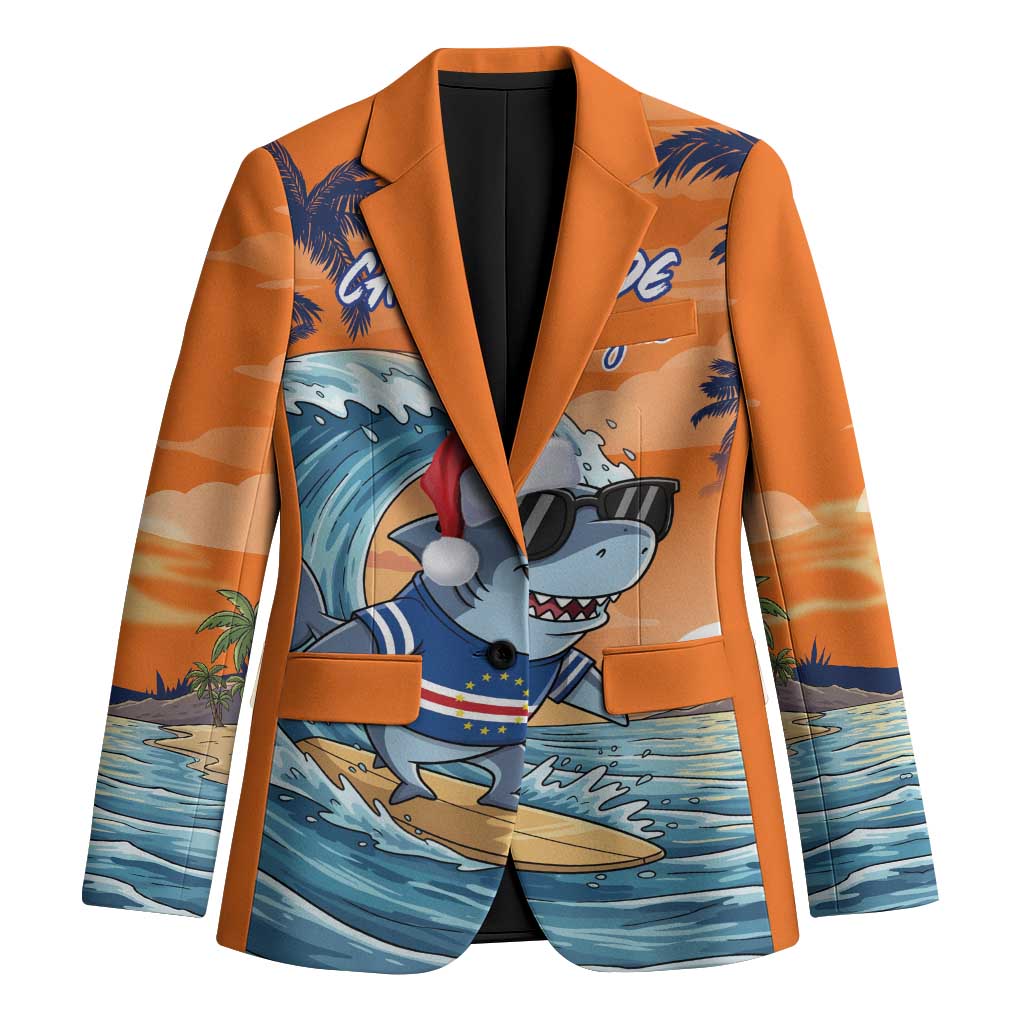 Cape Verde Christmas Blazer Shark Surfing Holiday Beach Style - Wonder Print Shop