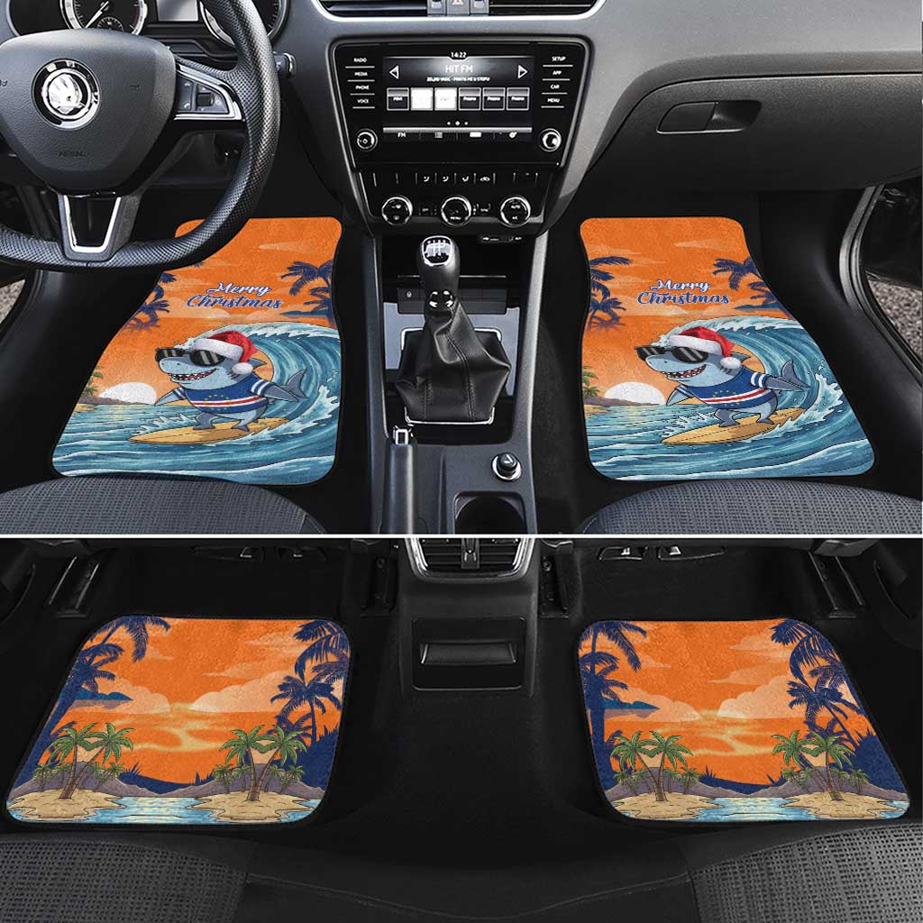 Cape Verde Christmas Car Mats Shark Surfing Holiday Beach Style - Wonder Print Shop