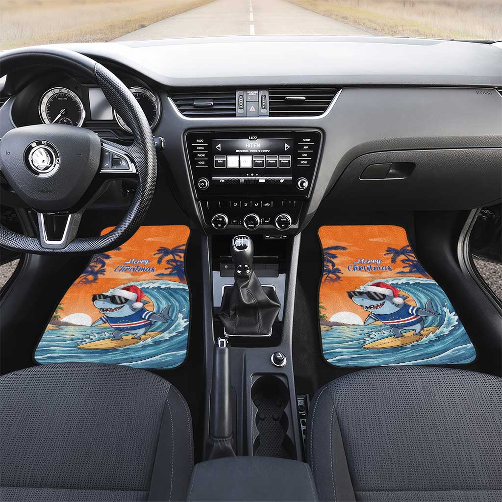 Cape Verde Christmas Car Mats Shark Surfing Holiday Beach Style - Wonder Print Shop
