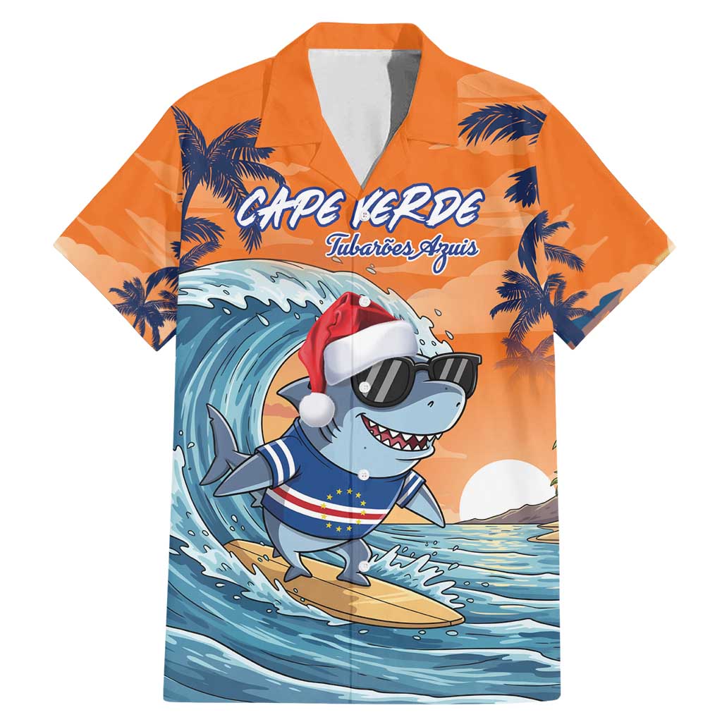 Cape Verde Christmas Family Matching Mermaid Dress and Hawaiian Shirt Shark Surfing Holiday Beach Style - Wonder Print Shop