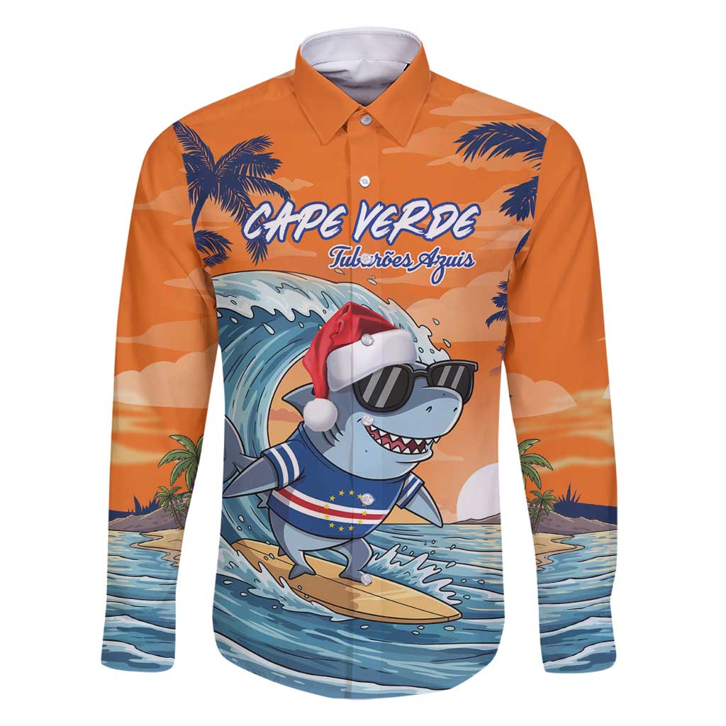 Cape Verde Christmas Family Matching Mermaid Dress and Hawaiian Shirt Shark Surfing Holiday Beach Style - Wonder Print Shop