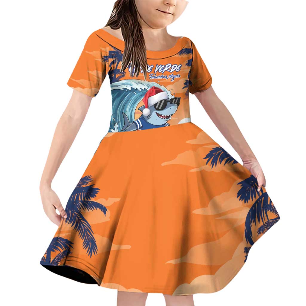 Cape Verde Christmas Family Matching Off Shoulder Short Dress and Hawaiian Shirt Shark Surfing Holiday Beach Style - Wonder Print Shop