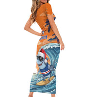 Cape Verde Christmas Family Matching Short Sleeve Bodycon Dress and Hawaiian Shirt Shark Surfing Holiday Beach Style - Wonder Print Shop