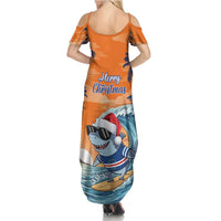 Cape Verde Christmas Family Matching Summer Maxi Dress and Hawaiian Shirt Shark Surfing Holiday Beach Style - Wonder Print Shop