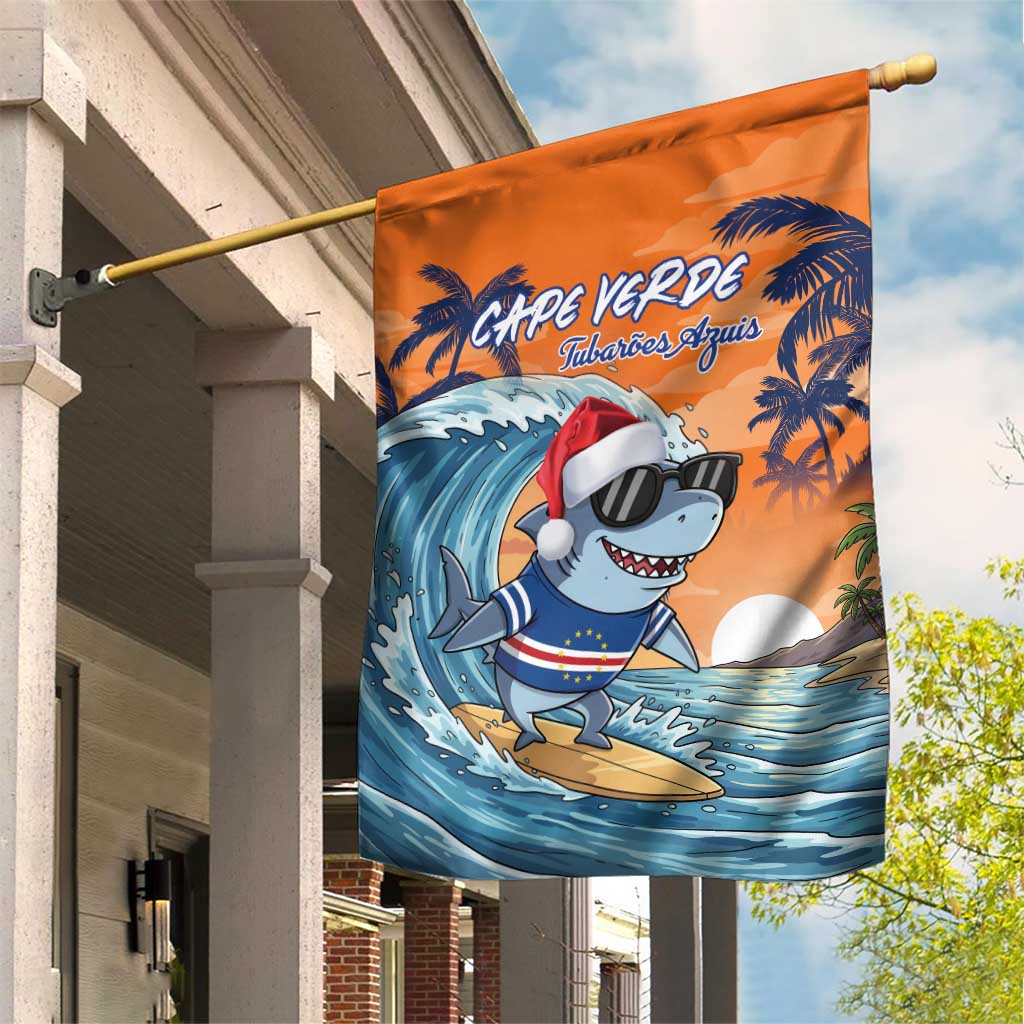 Cape Verde Christmas Garden Flag Shark Surfing Holiday Beach Style - Wonder Print Shop