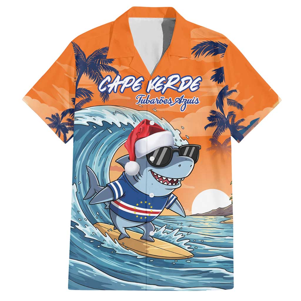 Cape Verde Christmas Hawaiian Shirt Shark Surfing Holiday Beach Style - Wonder Print Shop