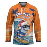 Cape Verde Christmas Hockey Jersey Shark Surfing Holiday Beach Style - Wonder Print Shop