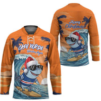 Cape Verde Christmas Hockey Jersey Shark Surfing Holiday Beach Style - Wonder Print Shop