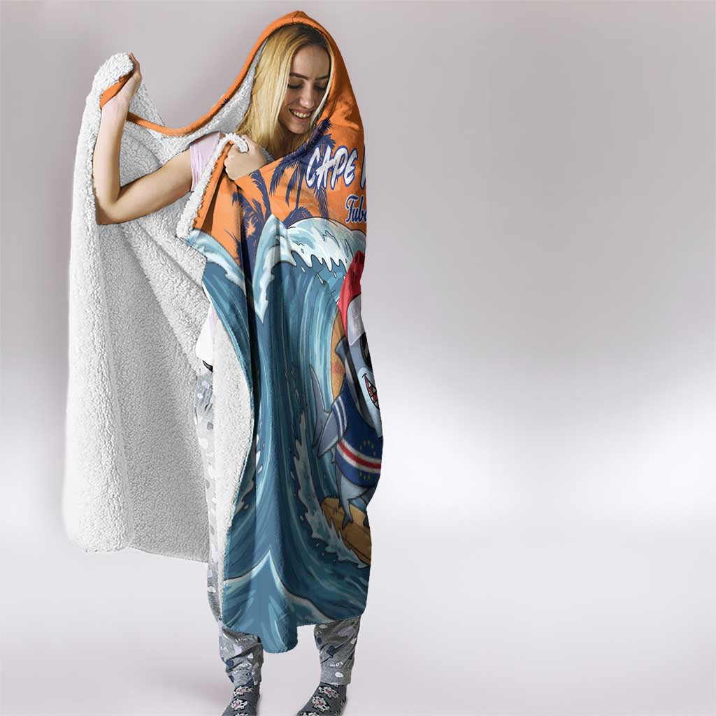 Cape Verde Christmas Hooded Blanket Shark Surfing Holiday Beach Style - Wonder Print Shop