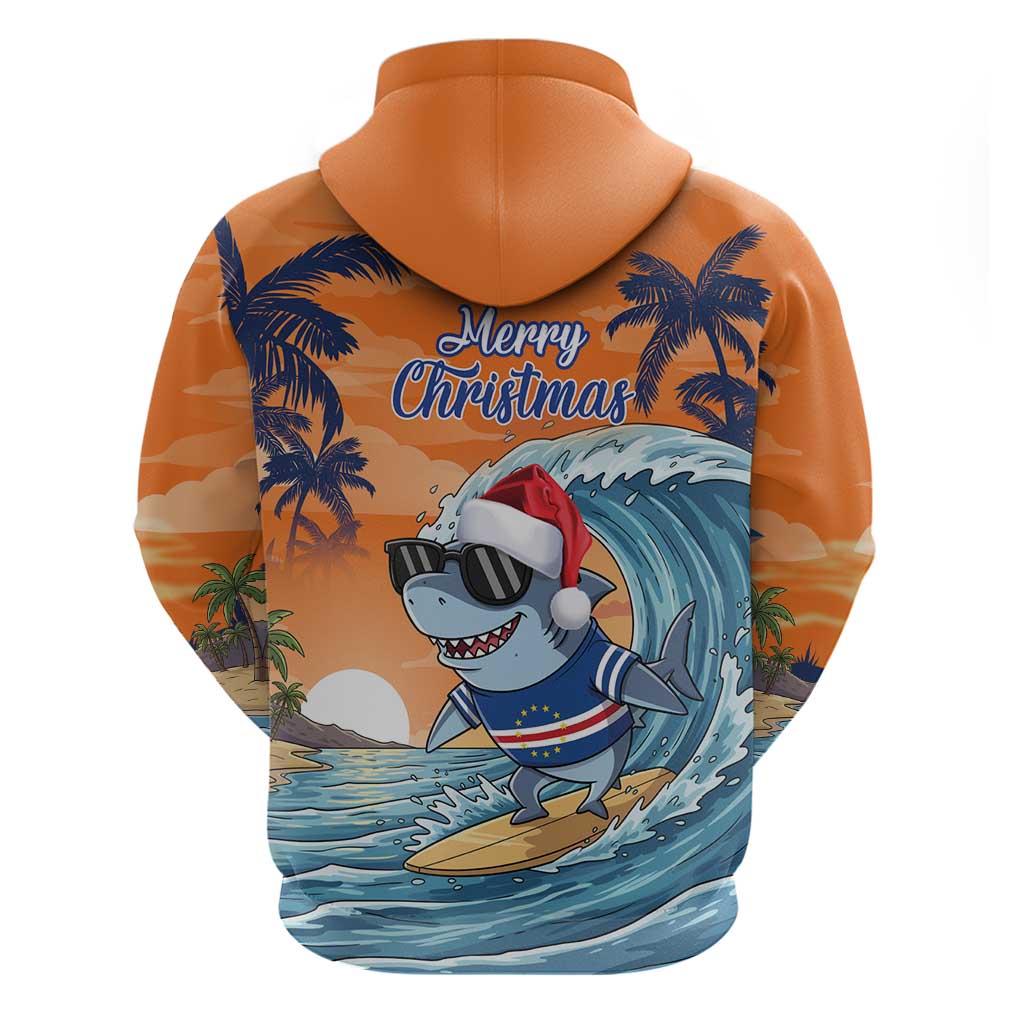 Cape Verde Christmas Hoodie Shark Surfing Holiday Beach Style - Wonder Print Shop