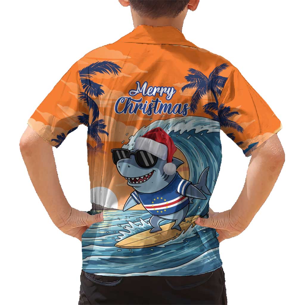 Cape Verde Christmas Kid Hawaiian Shirt Shark Surfing Holiday Beach Style - Wonder Print Shop