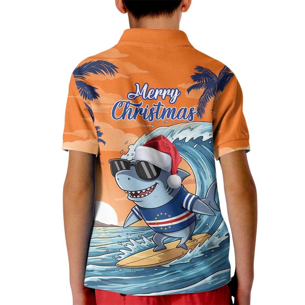 Cape Verde Christmas Kid Polo Shirt Shark Surfing Holiday Beach Style - Wonder Print Shop