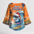 Cape Verde Christmas Kimono Sleeve Blouse Shark Surfing Holiday Beach Style - Wonder Print Shop