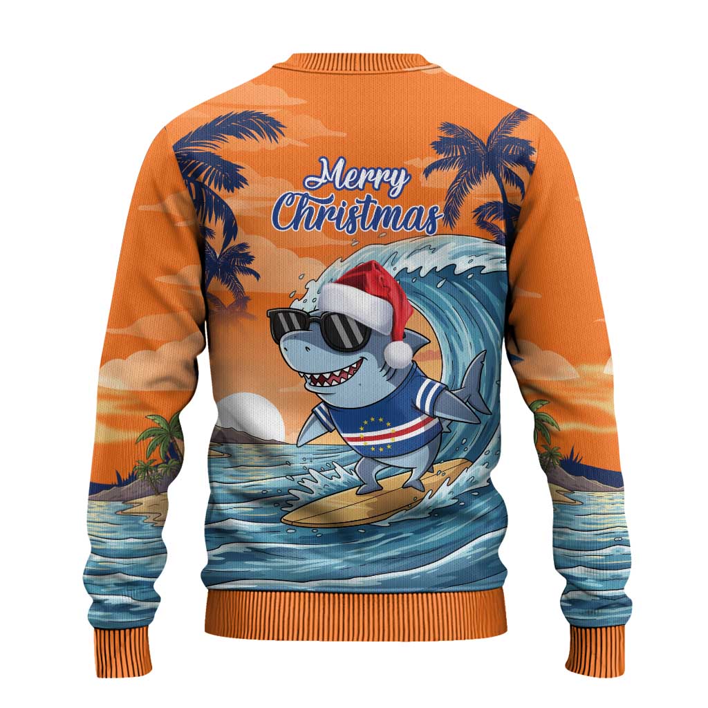 Cape Verde Christmas Ugly Christmas Sweater Shark Surfing Holiday Beach Style - Wonder Print Shop