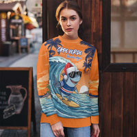 Cape Verde Christmas Ugly Christmas Sweater Shark Surfing Holiday Beach Style - Wonder Print Shop