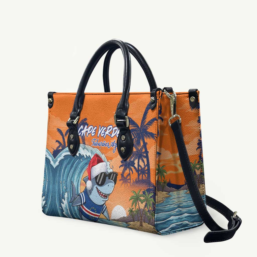 Cape Verde Christmas Leather Bag Shark Surfing Holiday Beach Style - Wonder Print Shop