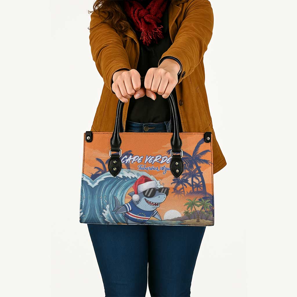 Cape Verde Christmas Leather Bag Shark Surfing Holiday Beach Style - Wonder Print Shop