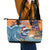 Cape Verde Christmas Leather Tote Bag Shark Surfing Holiday Beach Style - Wonder Print Shop