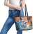 Cape Verde Christmas Leather Tote Bag Shark Surfing Holiday Beach Style - Wonder Print Shop